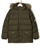 Pyrenex Kids Teen Hooded Parka Coat - Green