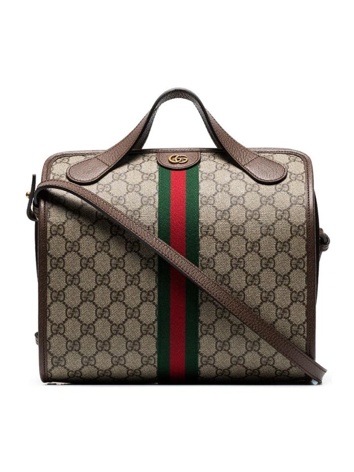 Gucci Beige And Brown Supreme Ophidia Mini Duffle Bag Tote - Neutrals