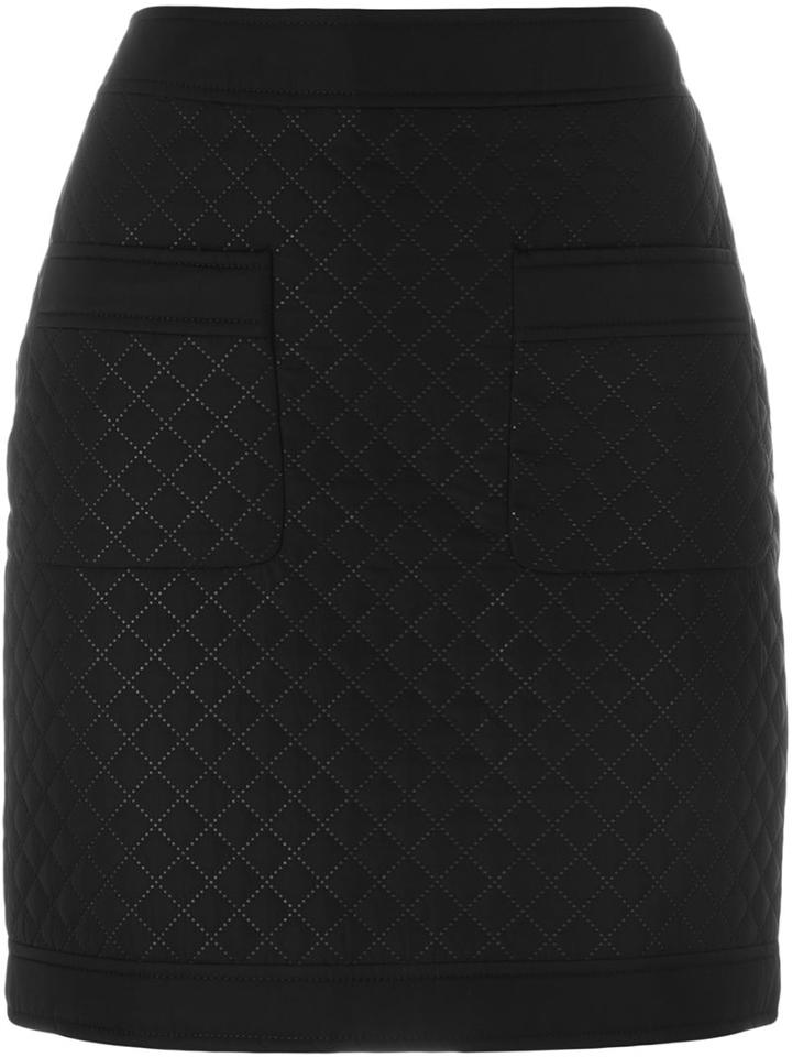Love Moschino Quilted Fitted Skirt, Women's, Size: 44, Black, Polyester/rayon