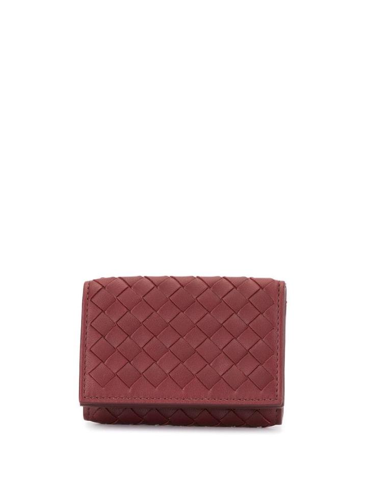 Bottega Veneta Compact Intrecciato Wallet - Red