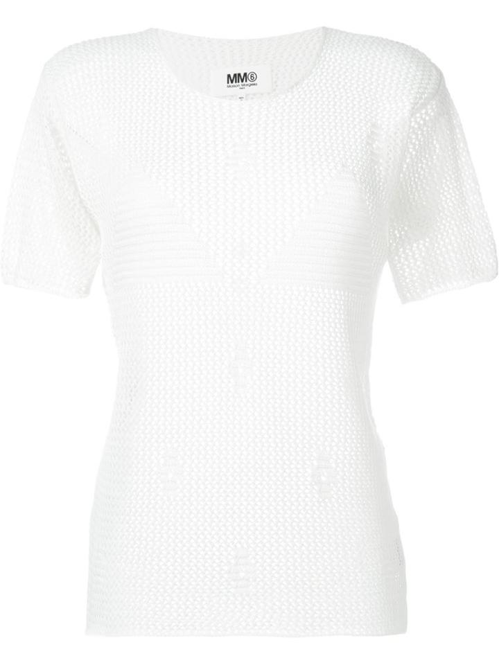 Mm6 Maison Margiela Crochet T-shirt, Women's, Size: Medium, Nude/neutrals, Cotton