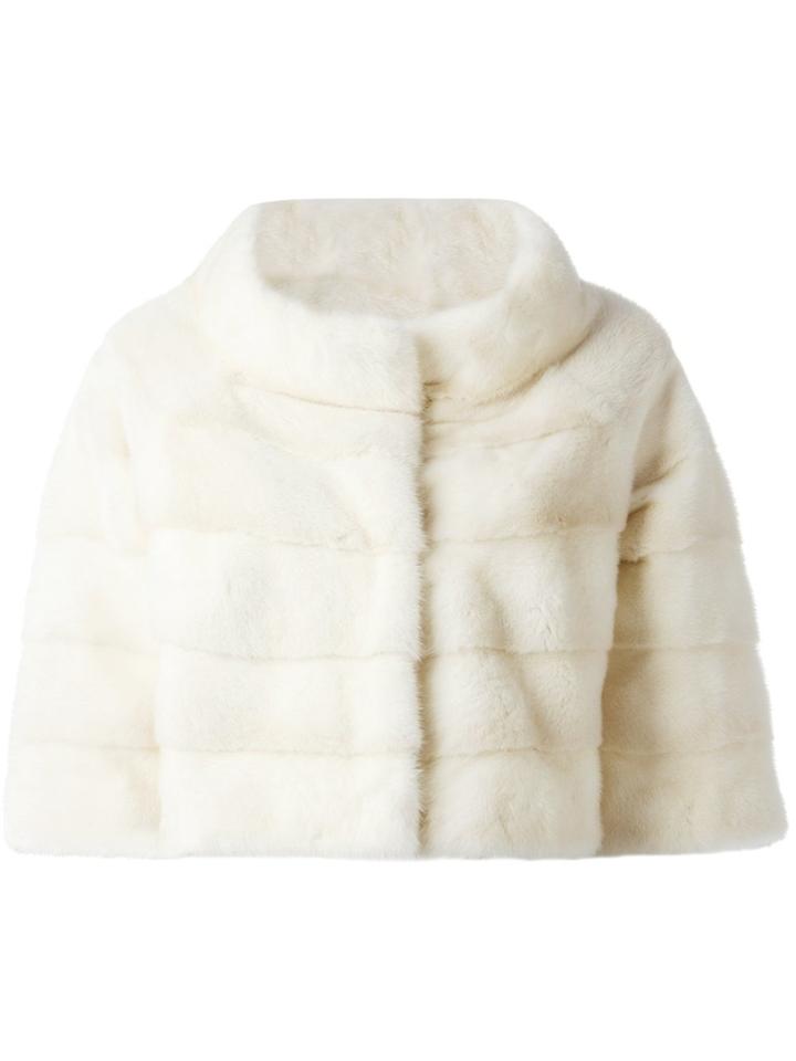 Liska Fur Cropped Jacket - Nude & Neutrals