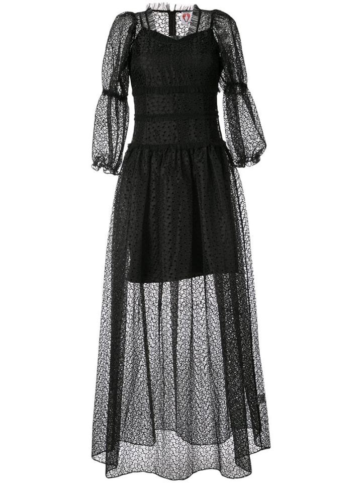 Shrimps Cara Embroidered Organza Dress - Black