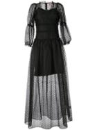 Shrimps Cara Embroidered Organza Dress - Black