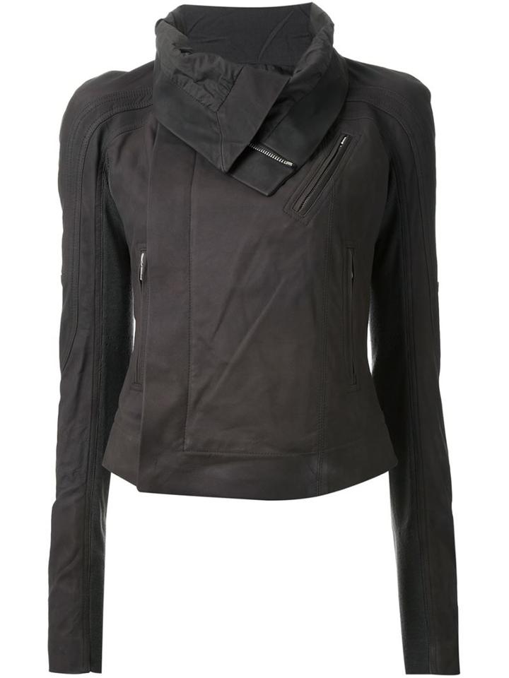 Rick Owens 'eliel' Biker Jacket, Women's, Size: 40, Grey, Cotton/leather/wool