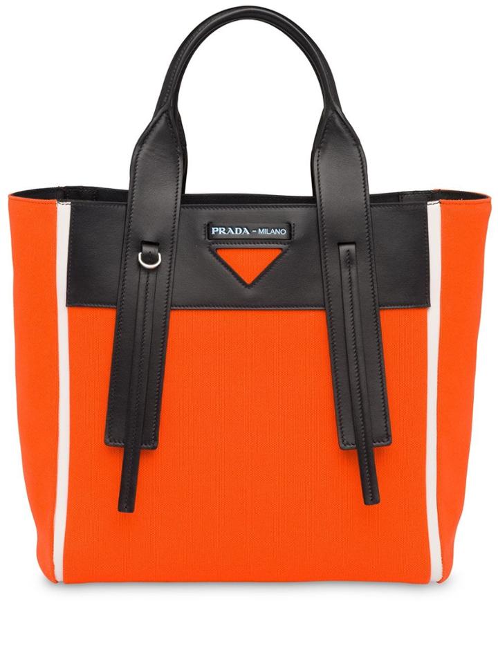 Prada Prada Ouverture Canvas And Leather Bag - Orange
