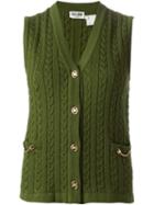 Céline Vintage Cable Knit Gilet, Women's, Size: 38, Green