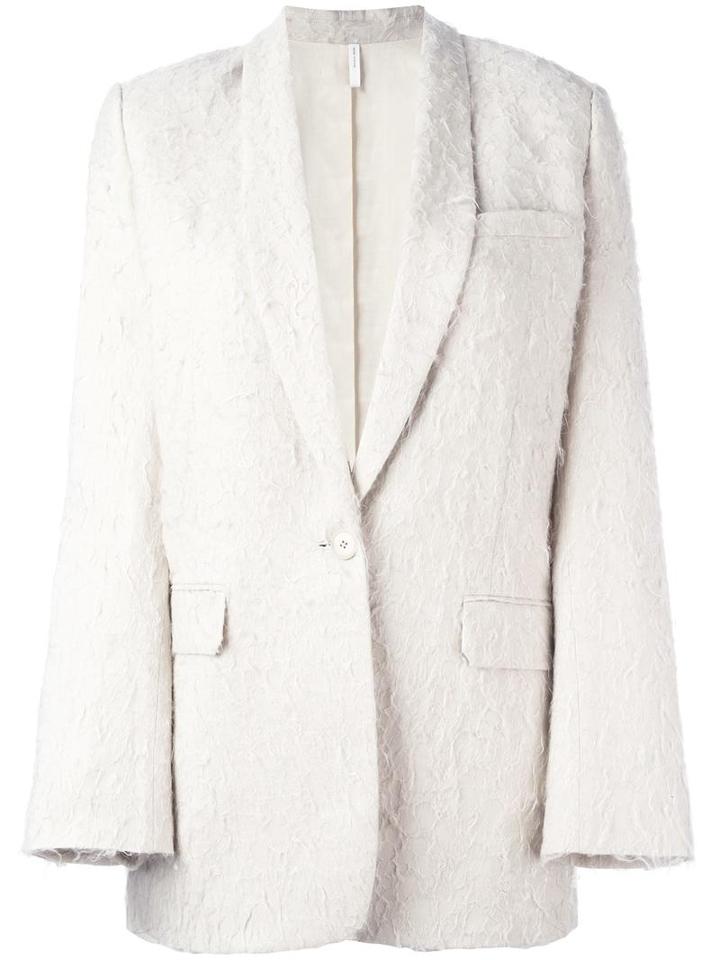 Helmut Lang Long Blazer, Women's, Size: 0, Nude/neutrals, Silk/viscose/cotton