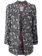 Bazar Deluxe Distressed Houndstooth Pattern Coat, Women's, Size: 42, Black, Polyester/cotton/wool