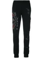 Philipp Plein - Embroidered Track Pants - Women - Cotton/polyamide/polyester/viscose - L, Black, Cotton/polyamide/polyester/viscose
