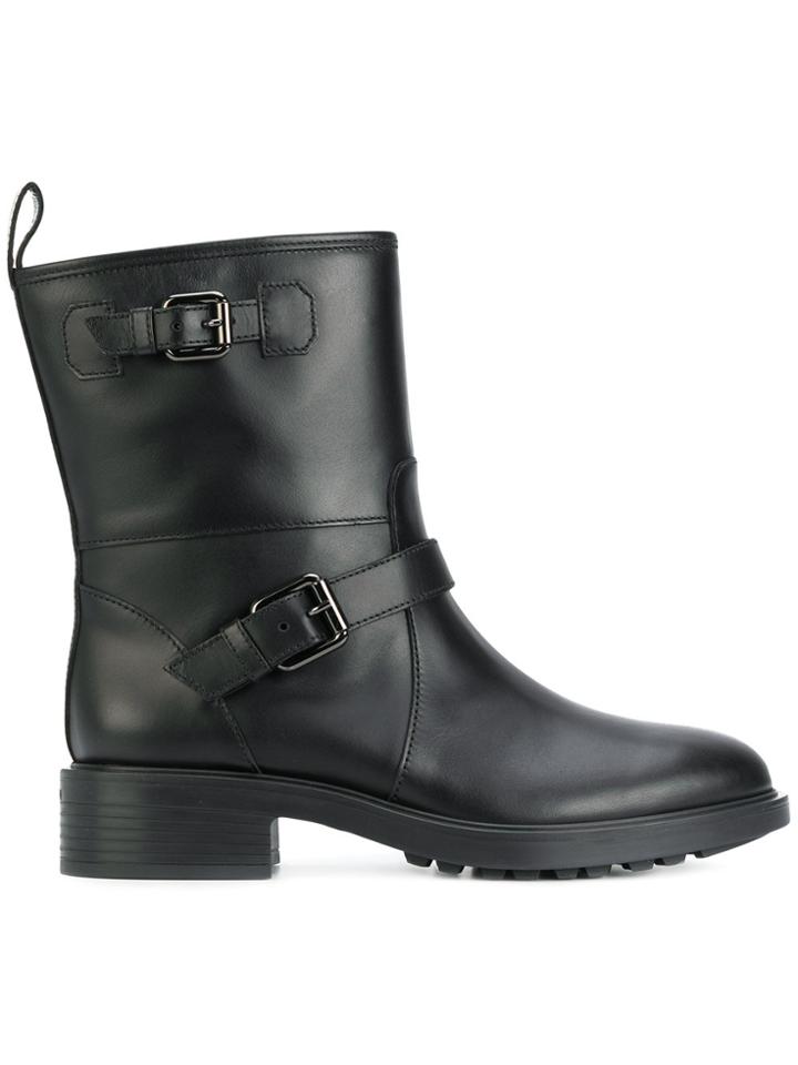 Hogan Pin Buckled Boots - Black