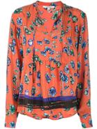 Derek Lam 10 Crosby Long Sleeve French Floral Peplum Blouse With Neck