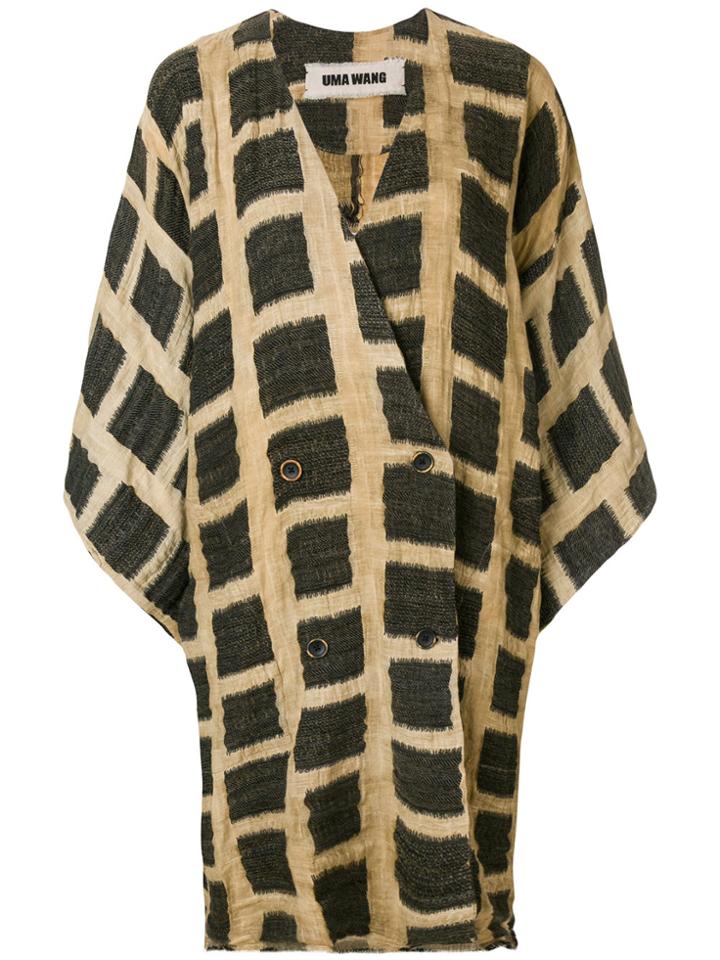 Uma Wang Checked Oversized Jacket - Nude & Neutrals