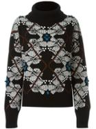 Barrie Cashmere Floral Intarsia Jumper, Women's, Size: Medium, Black, Cashmere