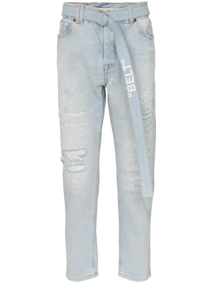 Off-white Logo Belt Slim-fit Jeans - Blue