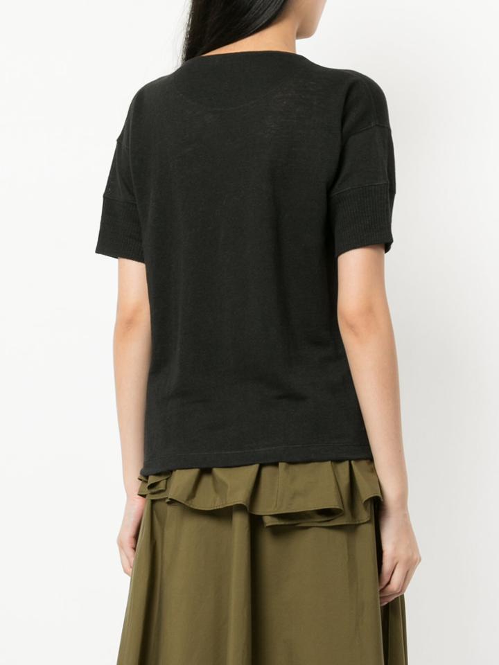 Jil Sander Ruffle-trim Knitted Top - Black