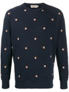 Maison Kitsuné All-over Fox-embroidered Sweatshirt - Blue