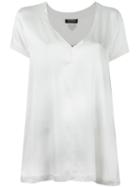 Twin-set V-neck T-shirt, Women's, Size: Xxl, White, Silk/spandex/elastane/viscose