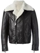 Dsquared2 Shearling Biker Jacket, Men's, Size: 48, Brown, Lamb Skin/cotton/lamb Fur