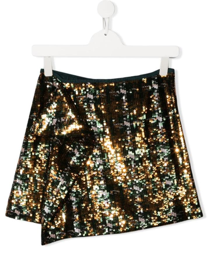 Alberta Ferretti Kids Sequin Embellished Skirt - Green