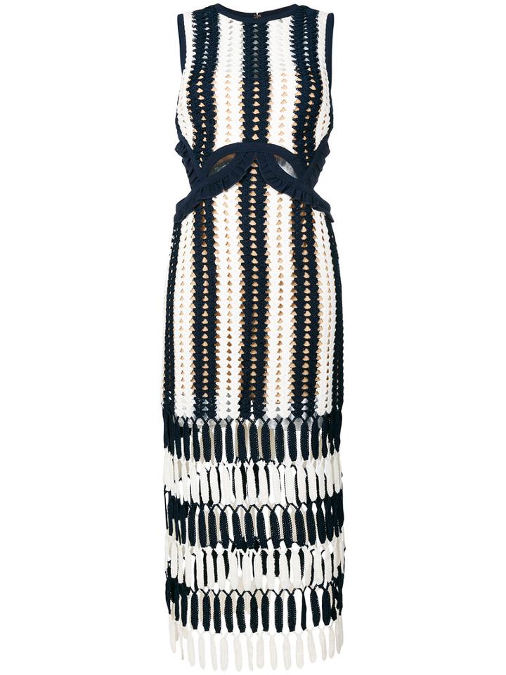 Self-portrait - Crochet Cut-out Dress - Women - Cotton/polyester/spandex/elastane/viscose - 12, Blue, Cotton/polyester/spandex/elastane/viscose