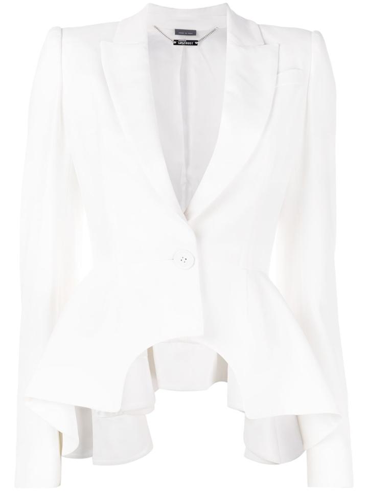 Alexander Mcqueen Peplum Detail Blazer - White