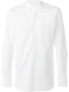 E. Tautz Slim Fit Grandad Collar Shirt, Men's, Size: 17 1/2, White, Cotton
