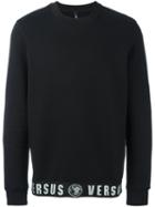 Versus Logo Trim Sweatshirt, Men's, Size: Medium, Black, Cotton