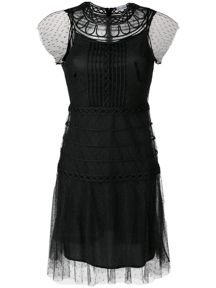 Red Valentino Lace Layered Fitted Dress - Black