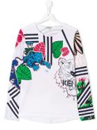 Kenzo Kids Placed Print Round Neck T-shirt - White