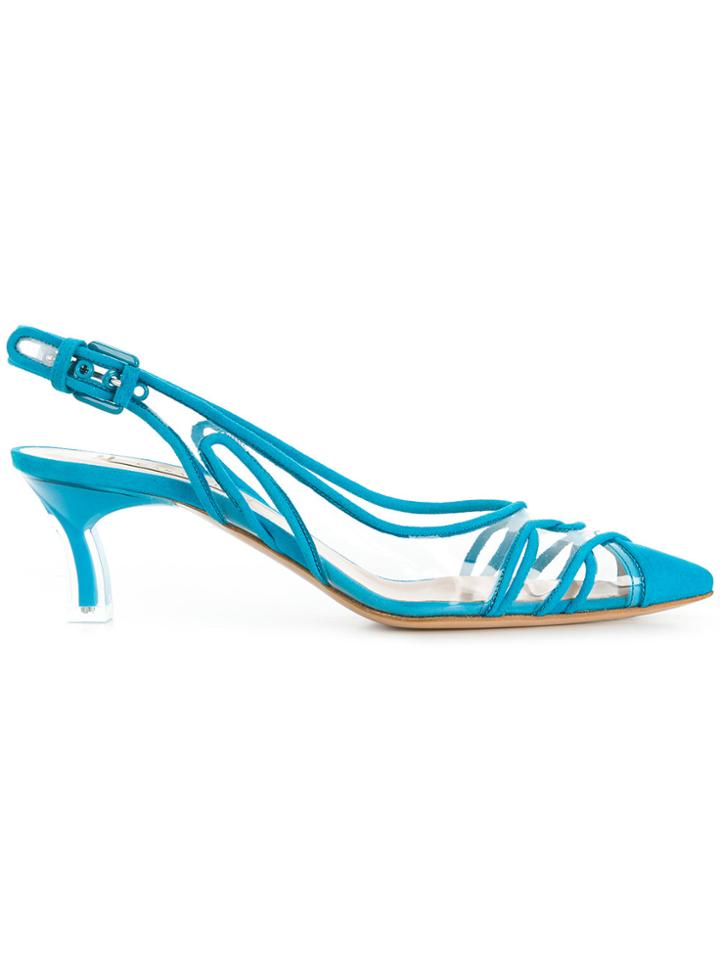 Casadei Vinyl Slingback Pumps - Blue