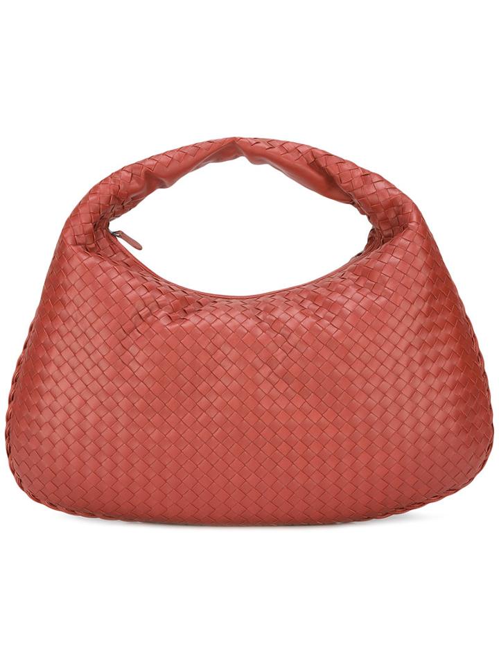 Bottega Veneta Interlaced Design Tote, Women's, Red, Lamb Skin