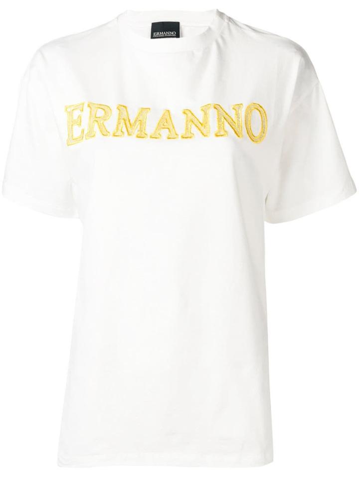 Ermanno Ermanno Lace Embroidered Logo T-shirt - White