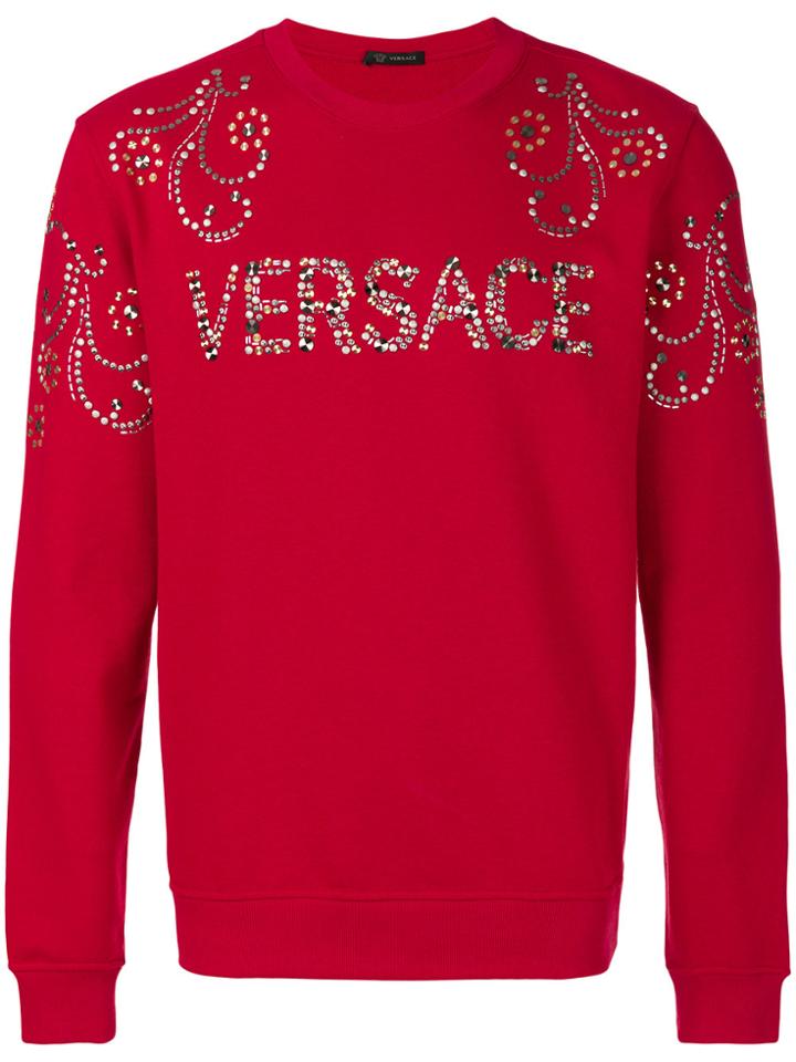 Versace Studded Logo Sweatshirt - Red