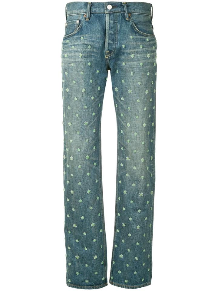 Tu Es Mon Trésor Dead Stock Flower Beads Jeans - Blue