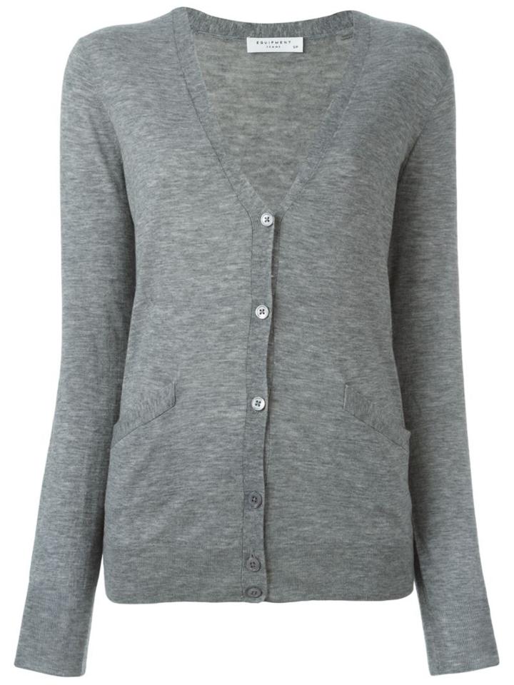 Equipment - V Neck Cardigan - Women - Polyester/cashmere/wool - M, Grey, Polyester/cashmere/wool