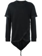 D.gnak Double Sleeve Sweatshirt, Men's, Size: 46, Black, Acrylic/polyester/wool