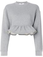 Msgm Cropped Zip Trim Peplum Sweatshirt - Grey
