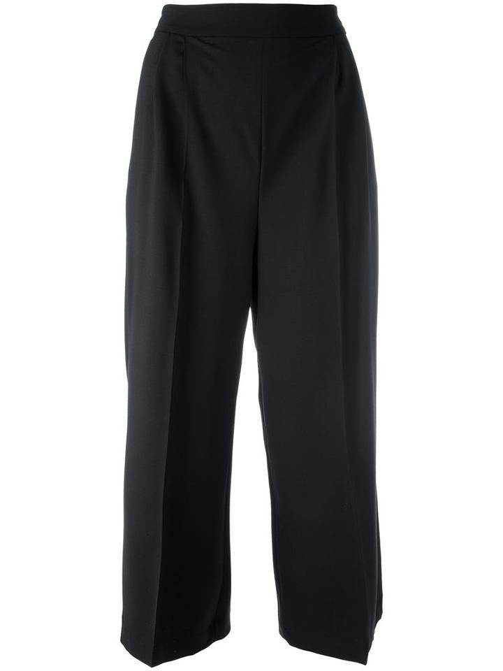 Msgm Cropped Wide-legged Trousers, Women's, Size: 42, Black, Virgin Wool/spandex/elastane/polyester