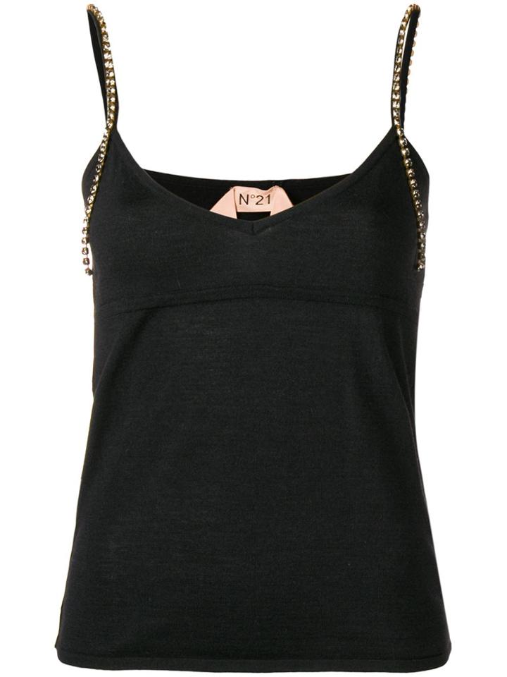 No21 Embellished Strap Vest Top - Black