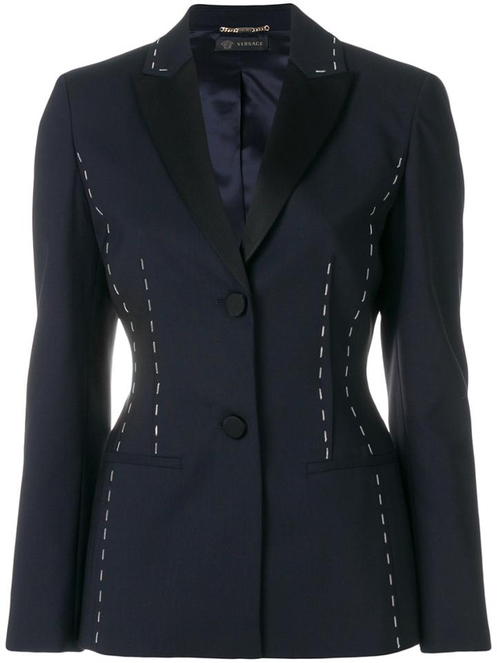 Versace Stitch Detail Blazer - Blue