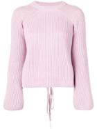 Mcq Alexander Mcqueen Ribbed Knit Lace-up Jumper - Pink