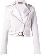 Amapô Cropped Biker Jacket, Women's, Size: G, White, Cotton/spandex/elastane