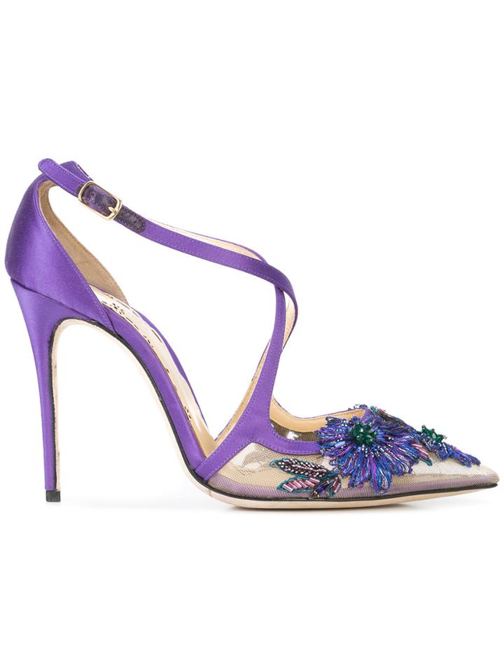 Marchesa Daphne Floral Pumps - Pink & Purple