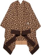 Gucci G Rhombus Wool Cotton Poncho - Brown