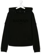Balmain Kids Teen Branded Hoodie - Black