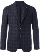 Tagliatore Plaid Single Breasted Blazer, Men's, Size: 50, Blue, Cupro/virgin Wool