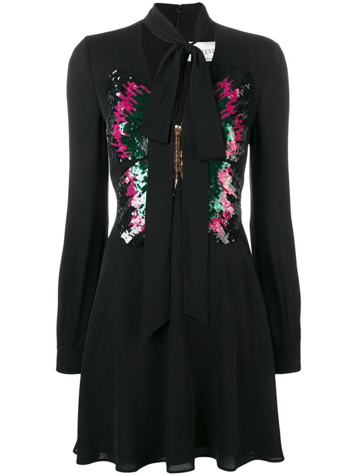 Valentino Sequinned Butterfly Dress - Black