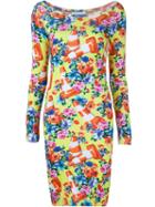 Moschino Floral And Traffic Cone Dress, Women's, Size: 40, Green, Cotton