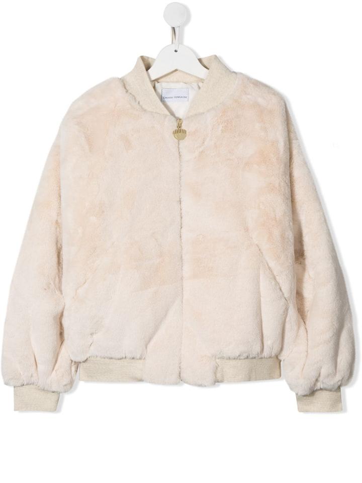 Chiara Ferragni Kids Teen Logomania Bomber Jacket - White